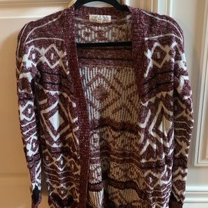 Burgundy Aztec Cardigan